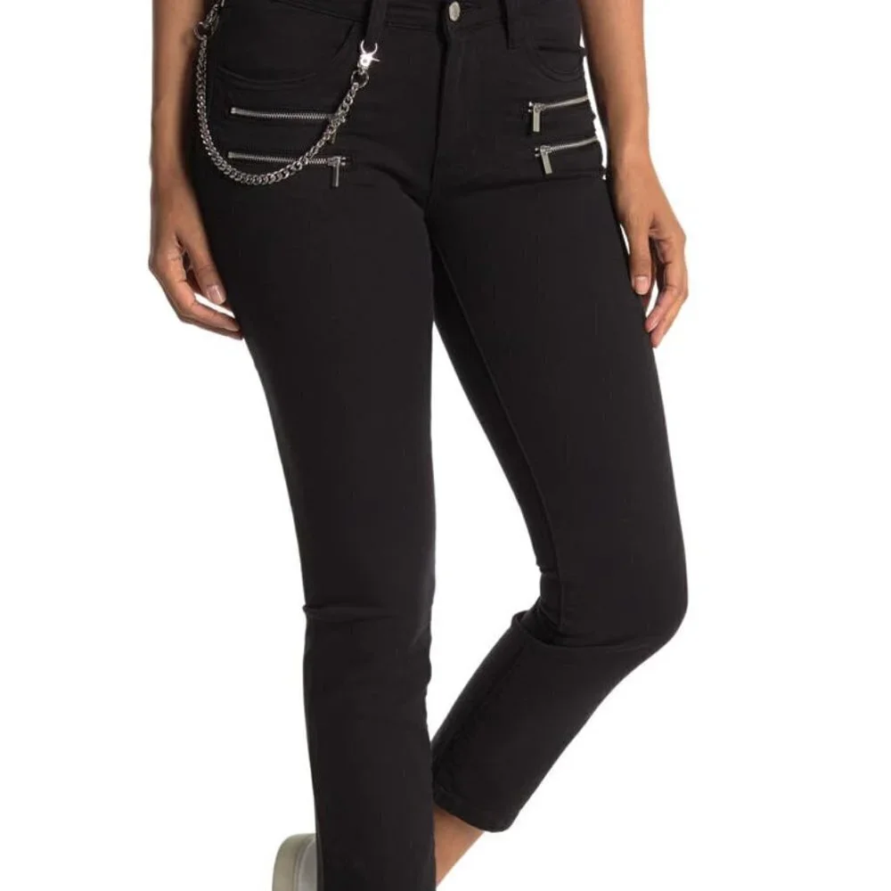 WeWoreWhat Rocker Low Rise Black Straight Leg Jeans NWT Size 26